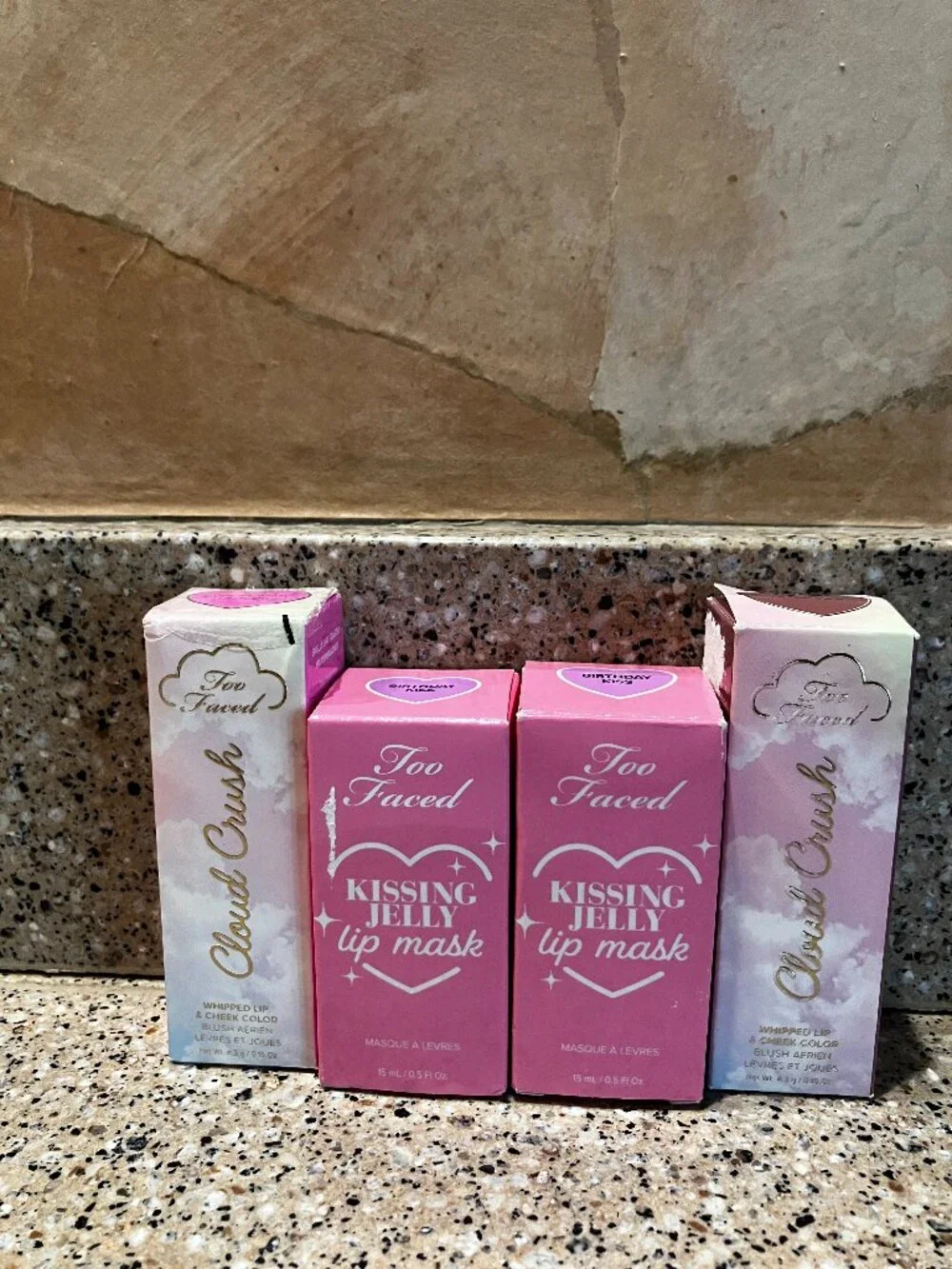 Too Faced 2 Kissing Jelly Lip gloss and 2 Cloud Cremes! NIB!